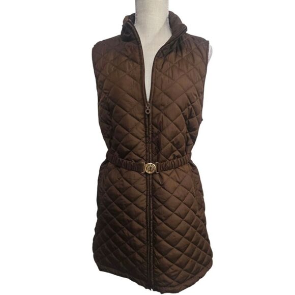 Marc New York Andrew Marc Brown Quilted Vest With Belt Size Large - Picture 1 of 12